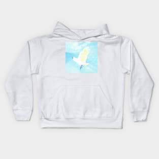 watercolor flying sulphur crested cockatoo Kids Hoodie